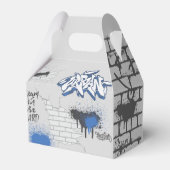 Biker blauwe motorfiets & graffiti bedankdoosjes (Achterkant)