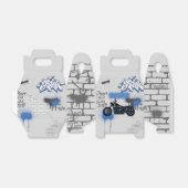 Biker blauwe motorfiets & graffiti bedankdoosjes (Uitgevouwen)