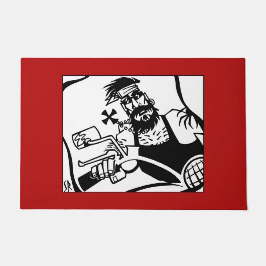 Biker Bro zwart met rode deurmat (Voorkant)