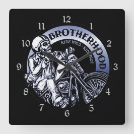 Biker Brotherhood Vierkante Klok