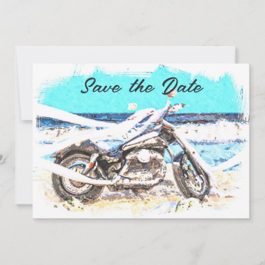 Biker Bruiloft Save The Date Kaart (Voorkant)