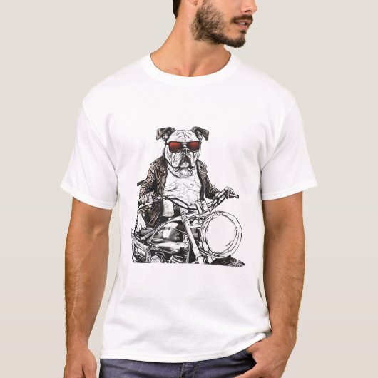 Biker Bulldog Houding T-shirt (Voorkant)