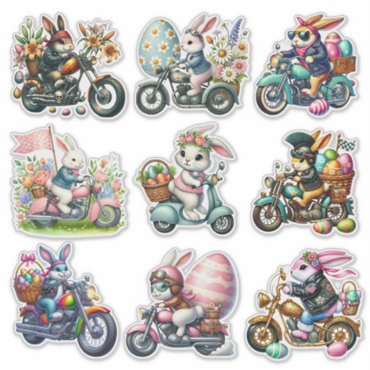 Biker Bunnies Pasen Set 1 Sticker (Voorkant)
