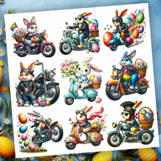 Biker Bunnies Pasen Set 2 Sticker
