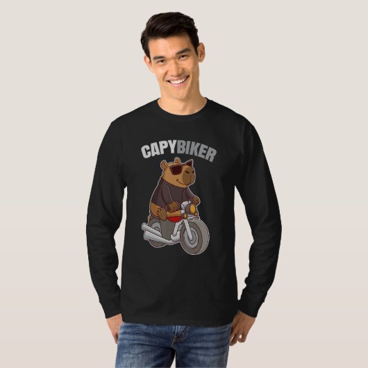 Biker Capybara - Funny Capybiker T-shirt (Voorkant volledig)
