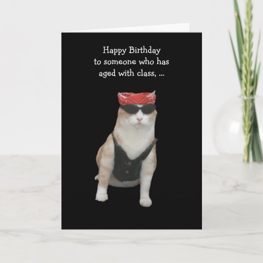 Biker Cat Birthday Kaart (Voorkant)