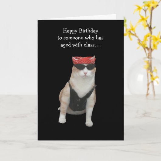 Biker Cat Birthday Kaart (Gele Bloem)