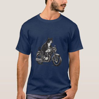 Biker cat boy girl t-shirt
