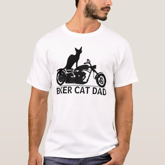Biker Cat Dad T-shirts, motorfiets T-shirt (Voorkant)