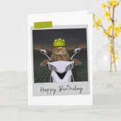 Biker Cat Funny Birthday Card Kaart (Gele Bloem)