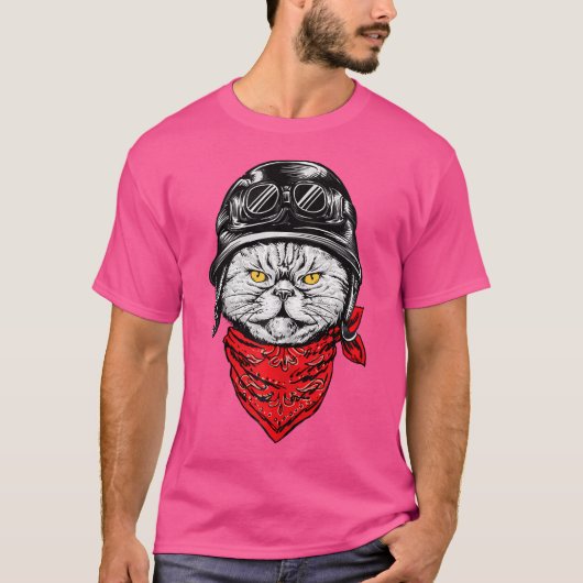 Biker Cat - Motorfiets Chopper Biker Motorfiets T-shirt (Voorkant)