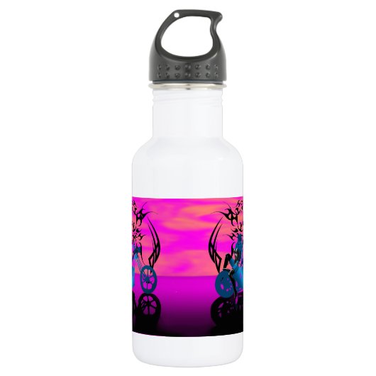Biker Chic - Gele Florescentie Waterfles (Voorkant)