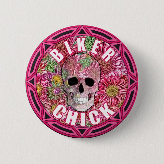 Biker Chick 001 Ronde Button 5,7 Cm (Voorkant)