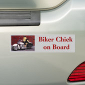Biker Chick aan boord Bumpersticker (Op auto)