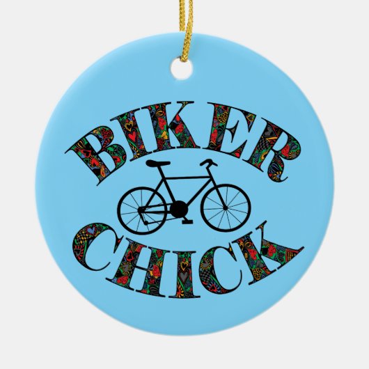 Biker Chick Bike Keramisch Ornament (Voorkant)
