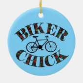 Biker Chick Bike Keramisch Ornament (Achterkant)