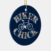 Biker Chick Bike Keramisch Ornament (Rechts)