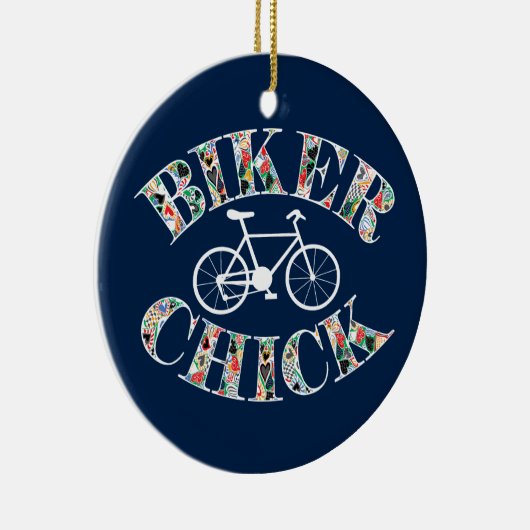 Biker Chick Bike Keramisch Ornament (Rechts)