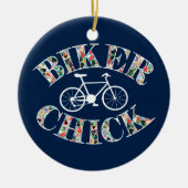 Biker Chick Bike Keramisch Ornament (Voorkant)