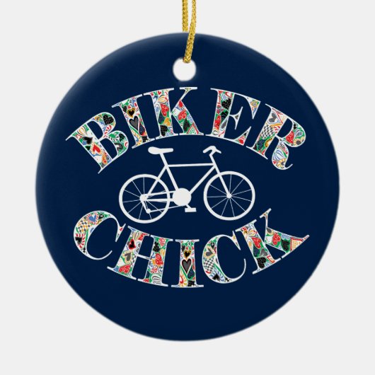 Biker Chick Bike Keramisch Ornament (Voorkant)