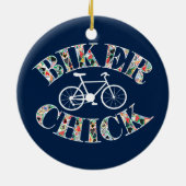 Biker Chick Bike Keramisch Ornament (Achterkant)