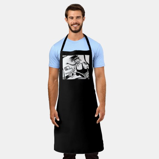Biker Chick chef apron Schort (Gedragen)