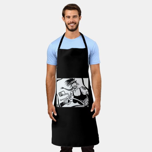 Biker Chick chef apron Schort (Gedragen)