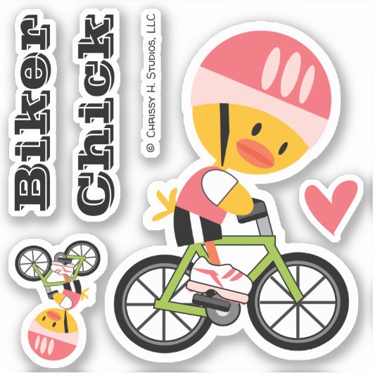 Biker Chick Custom-Cut Vinyl Sticker (Voorkant)