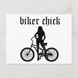 "Biker chick" female silhouette with bicycle! Briefkaart