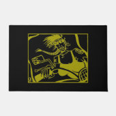 Biker Chick geel en zwart deurmat (Voorkant)