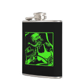 Biker Chick groen zwart verpakt kolf Heupfles (Links)