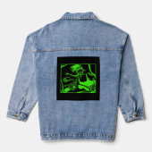 Biker Chick groen zwart vrouwen denim jas Denim Jacket (Achterkant)