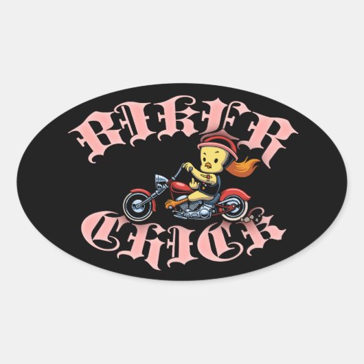 Biker Chick II Ovale Sticker (Voorkant)