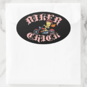 Biker Chick II Ovale Sticker (Tas)