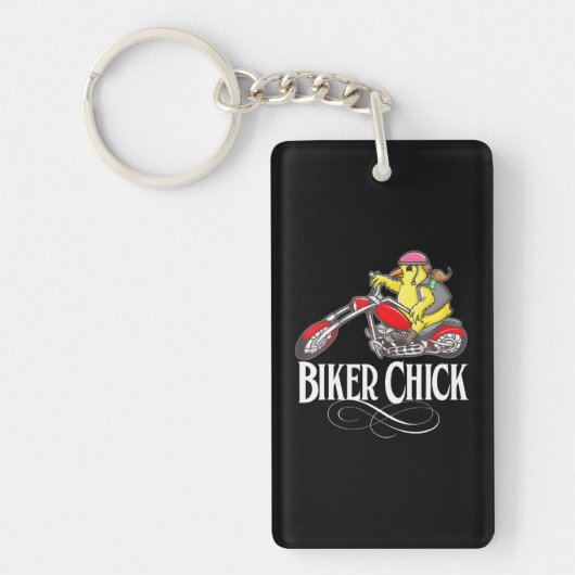 Biker Chick Motorcycle Vrouwen Sleutelhanger (Voorkant)