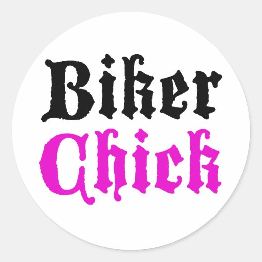 Biker Chick Ronde Sticker (Voorkant)