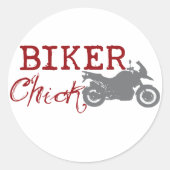 Biker Chick Ronde Sticker (Voorkant)