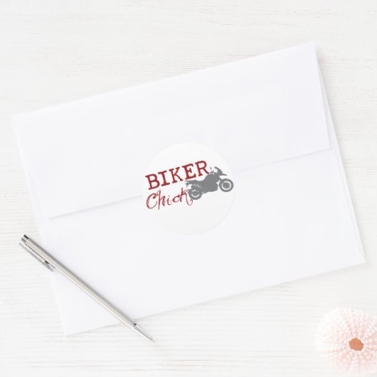 Biker Chick Ronde Sticker (Envelop)