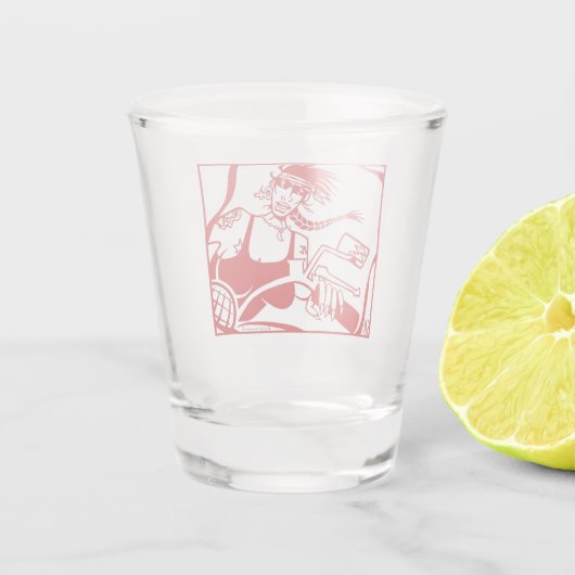 Biker Chick rood schot glas (Achterkant)