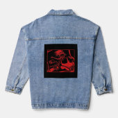 Biker Chick rood zwart vrouwen denim jas Denim Jacket (Achterkant)