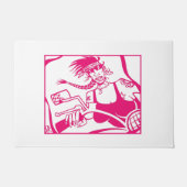 Biker Chick roze en witte deurmat (Voorkant)
