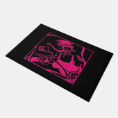 Biker Chick roze en zwarte deurmat (Schuin)