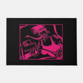 Biker Chick roze en zwarte deurmat (Voorkant)