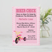 Biker Chick Tricycle Verjaardag uitnodiging (Staand voorkant)