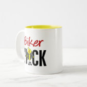 Biker Chick Tweekleurige Koffiemok (Voorkant links)