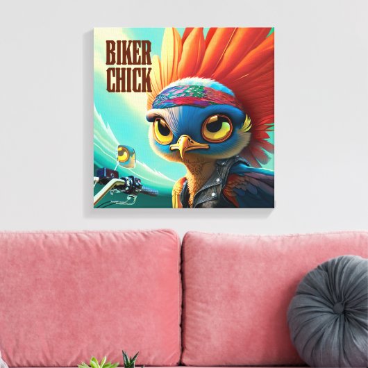 Biker Chick Uitgerekt Canvas Print (Insitu (Woonkamer))