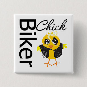 Biker Chick Vierkante Button 5,1 Cm