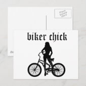 "Biker chick" vrouw silhouet met fiets! Briefkaart (Voorkant / Achterkant)