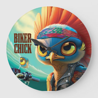 Biker Chick Wall Clock Grote Klok