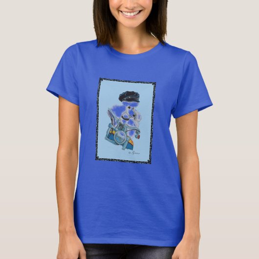 Biker Chick White Poodle on Harley T-shirt (Voorkant)
